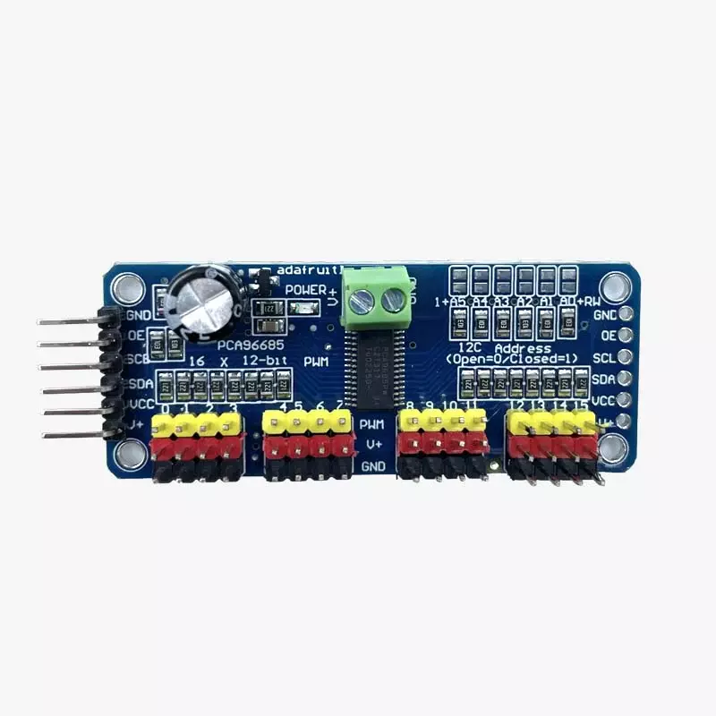 PCA9685 16-Channel 12-Bit PWM Servo Driver (I2C Interface for Arduino & Raspberry Pi)
