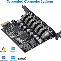 Zigdeal PCI-E to 7-Port USB 3.0 Expansion Card – High-Speed USB Adapter for Desktop PC