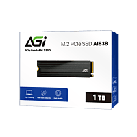AGI PCIe NVMe M.2 SSD, Gen4x4, DRAM Cache, 3D NAND, Heat Sink, 7420/5100MB/s, AI838-1 TB
