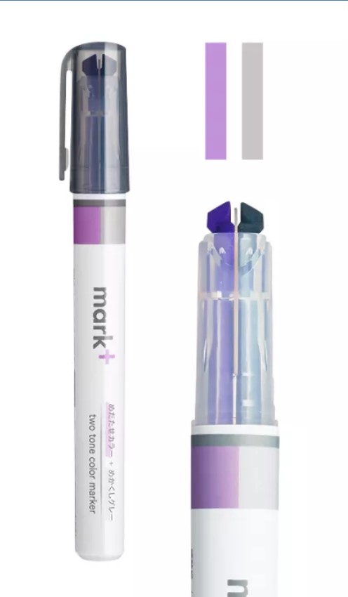 Kokuyo Highlighter Pen 2 Tone Mark Plus Gray Purple