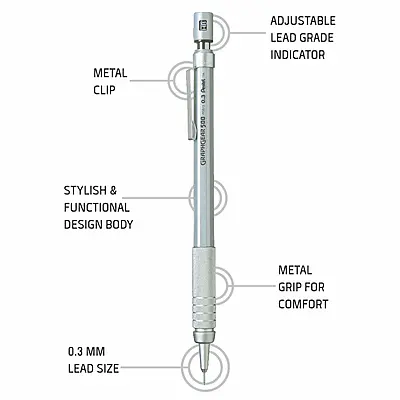 PENTEL MECH PENCIL - 513 0.3 GRAPH GEAR