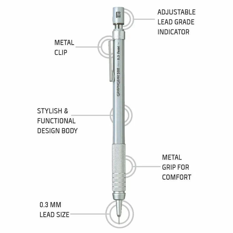 PENTEL MECH PENCIL - 513 0.3 GRAPH GEAR PENTEL MECH PENCIL - 513 0.3 GRAPH GEAR