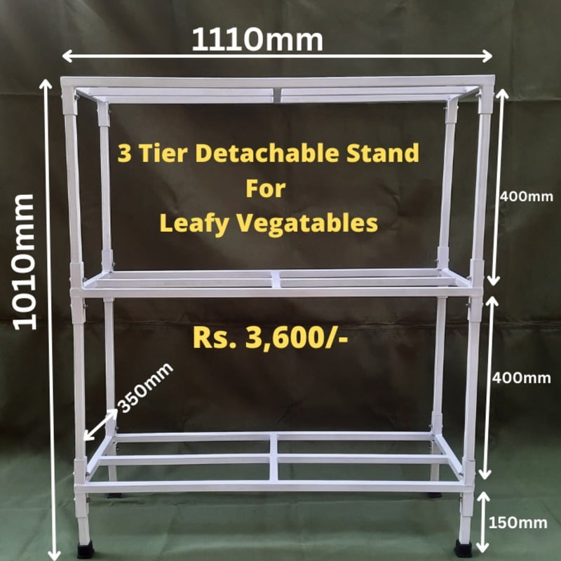 vertical 3 shelf stand detachable Size: 1010mm width X 1110mm Height X 350mm depth. for leafy vegetables growing