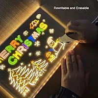Pebblezapp LED Acrylic Writing Board with Light & 7 Pens | 8x8 in DIY 3D Rewritable Message Pad | Personalized Night Lamp & Display Board for Home, Office Desk, Kids & Gifts