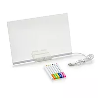 Pebblezapp LED Acrylic Writing Board with Light & 7 Pens | 8x8 in DIY 3D Rewritable Message Pad | Personalized Night Lamp & Display Board for Home, Office Desk, Kids & Gifts
