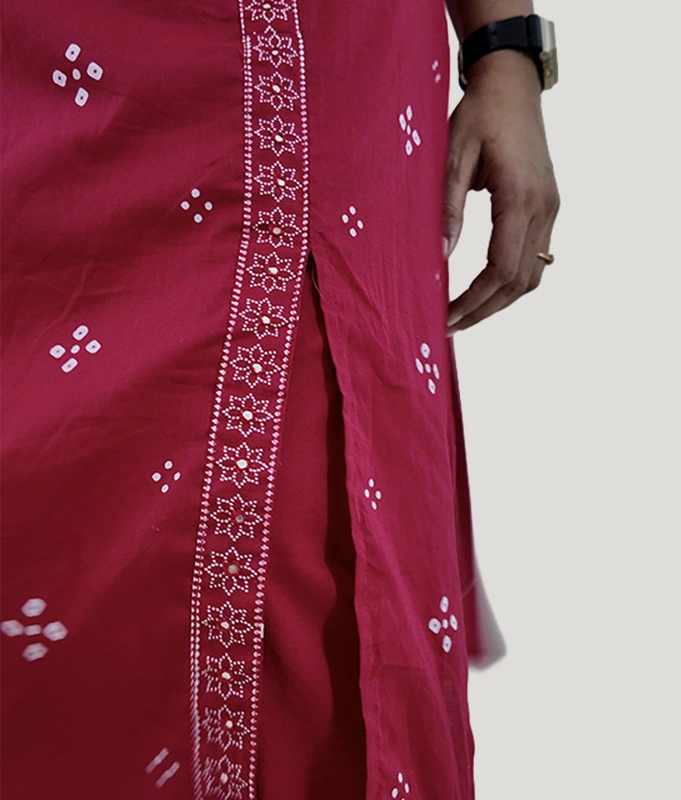 Bandh Pehlu Kurta Set - Pink