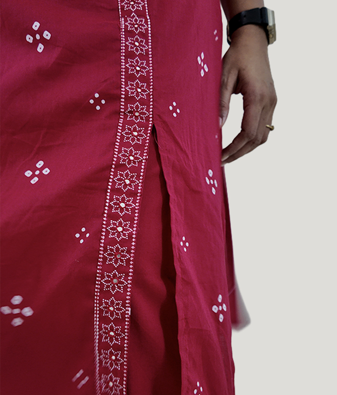 Bandh Pehlu Kurta Set - Pink
