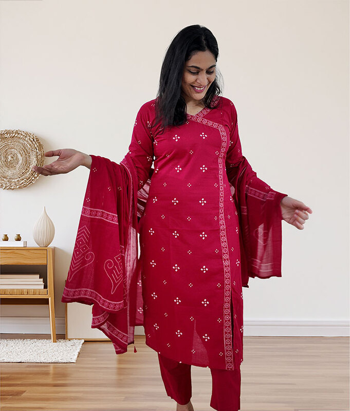 Bandh Pehlu Kurta Set - Pink