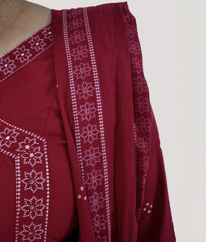 Bandh Pehlu Kurta Set - Pink