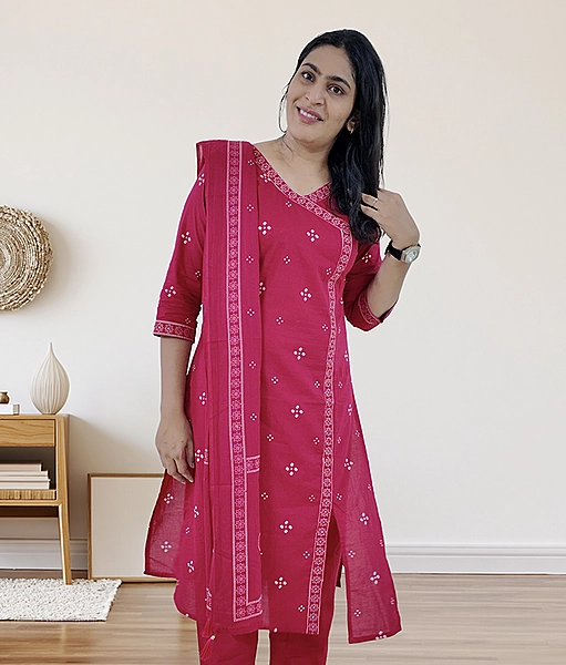 Bandh Pehlu Kurta Set - Pink