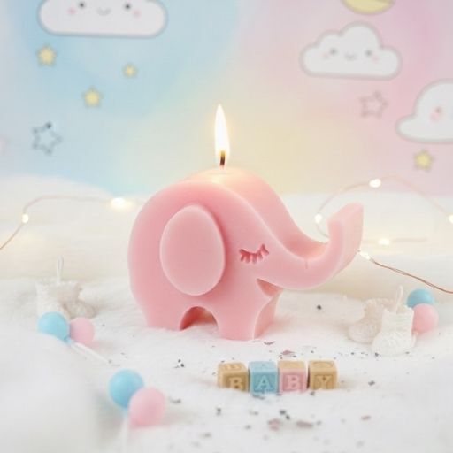 BABY ELEPHANT PINK CANDLE