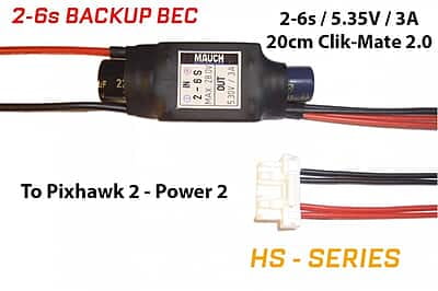 Mauch 083:  2-6S Backup BEC for Pixhawk 2.1 / Clik-Mate 2.0-6P