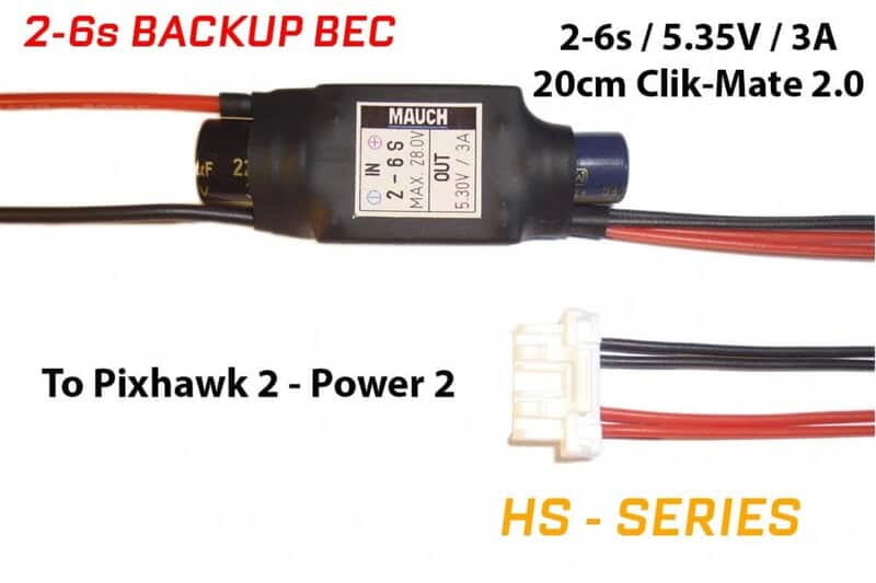 Mauch 083:  2-6S Backup BEC for Pixhawk 2.1 / Clik-Mate 2.0-6P