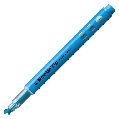 Kokuyo Three-way Fluorescent Marker Beetle Tip Light Blue