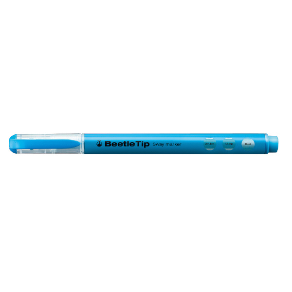 Kokuyo Three-way Fluorescent Marker Beetle Tip Light Blue