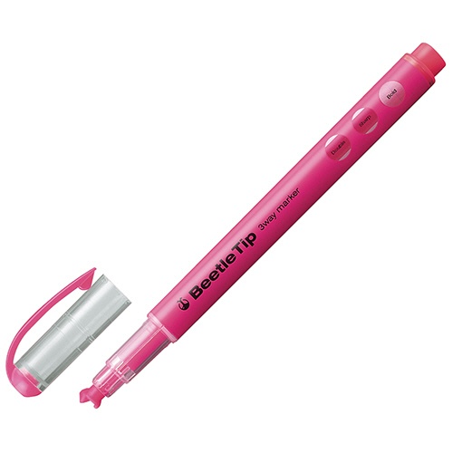 Kokuyo Three-way Fluorescent Marker Beetle Tip Pink