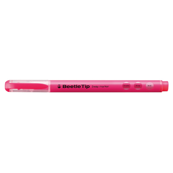 Kokuyo Three-way Fluorescent Marker Beetle Tip Pink
