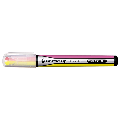 Kokuyo Two-Color Fluorescent Marker Beetle Tip Dual Color PK/YL