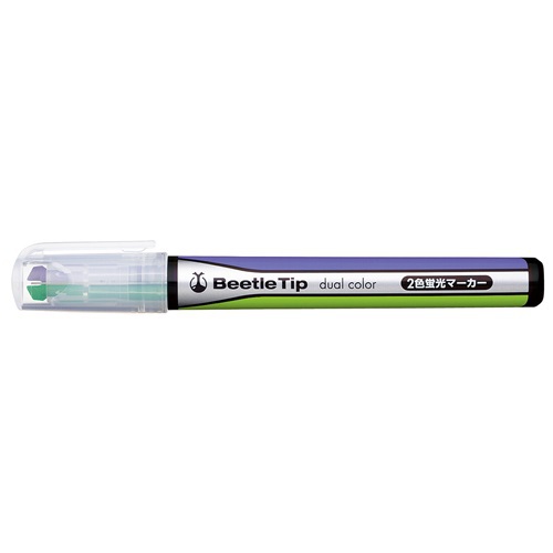 Kokuyo Two-Color Fluorescent Marker Beetle Tip Dual Color VI/GR
