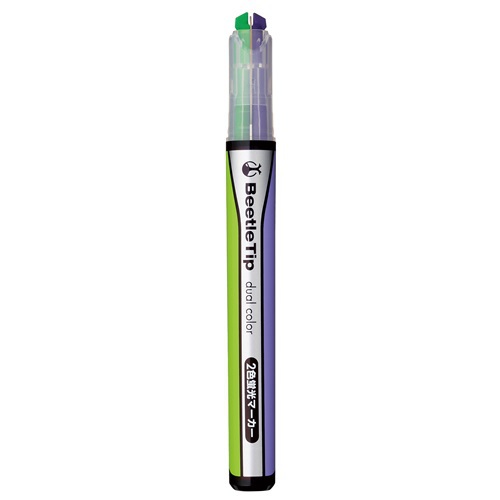 Kokuyo Two-Color Fluorescent Marker Beetle Tip Dual Color VI/GR