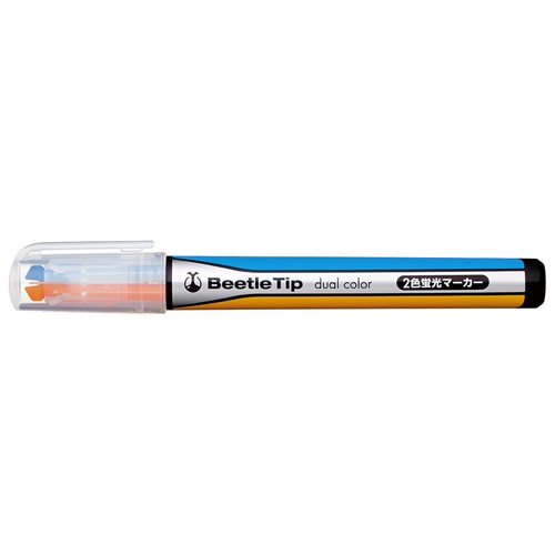 Kokuyo Two-Color Fluorescent Marker Beetle Tip Dual Color BL/OR