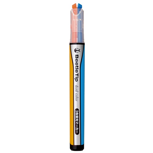 Kokuyo Two-Color Fluorescent Marker Beetle Tip Dual Color BL/OR