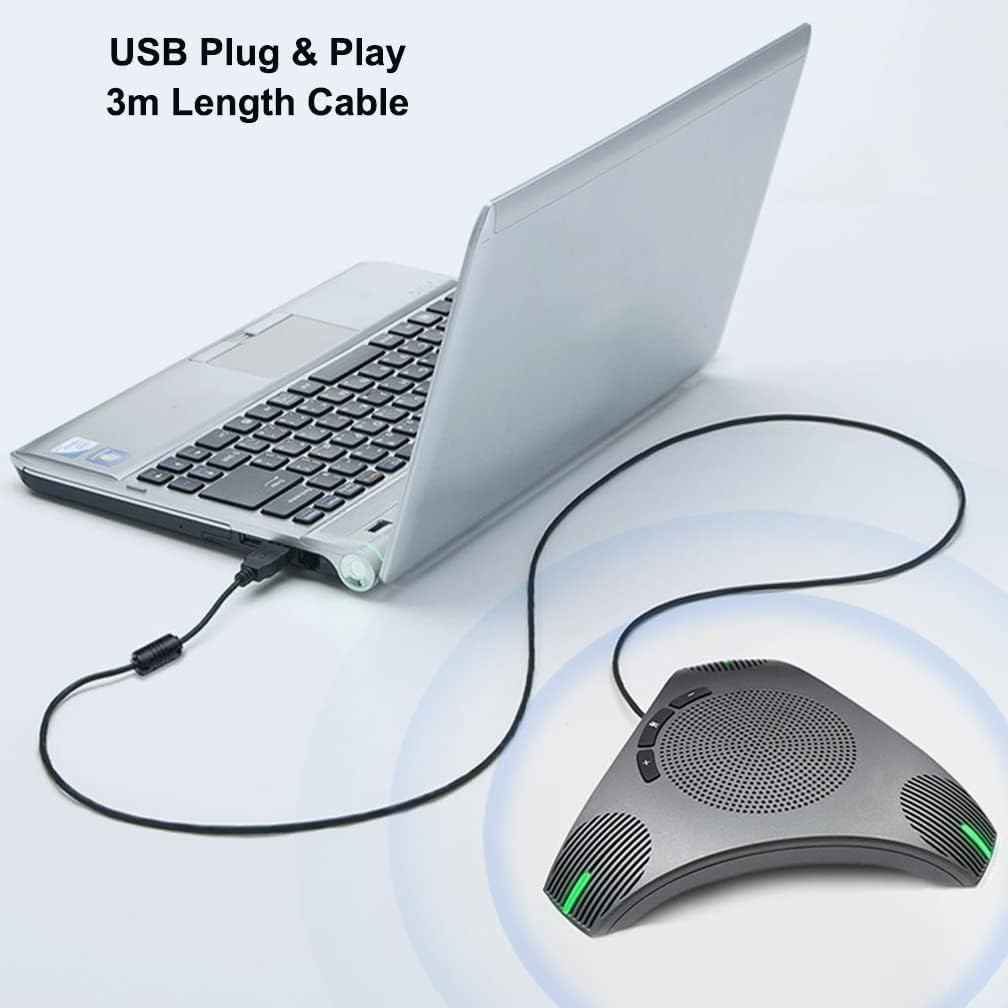 USB Wired Conference Speakerphone with Dual USB Hub, Noise Reduction/Echo Cancellation, 360° Voice Pickup & Noise Reduction. Suitable for Small Business Meetings Having max 8-10 People
