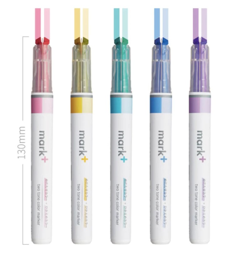 Kokuyo Highlighter Pen 2 Tone Mark Plus Set of 5