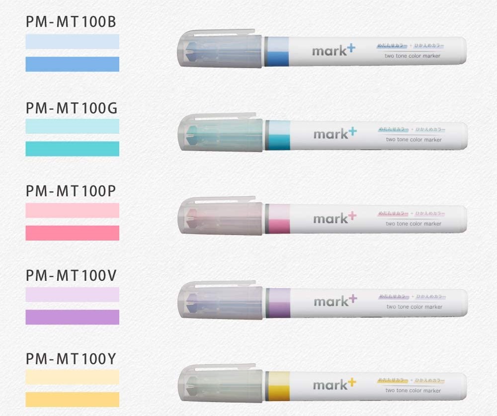 Kokuyo Highlighter Pen 2 Tone Mark Plus Set of 5