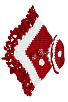 Handknitted Woolen Poncho with Cap for kids (1 - 2 Years) || Red and White || Sweater