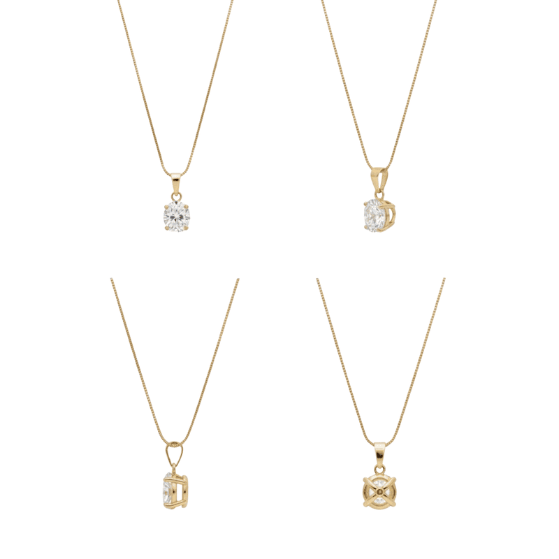 Florium™ : Minimalist Solitaire Pendant with Fine Link Chain  [PNSS-10]