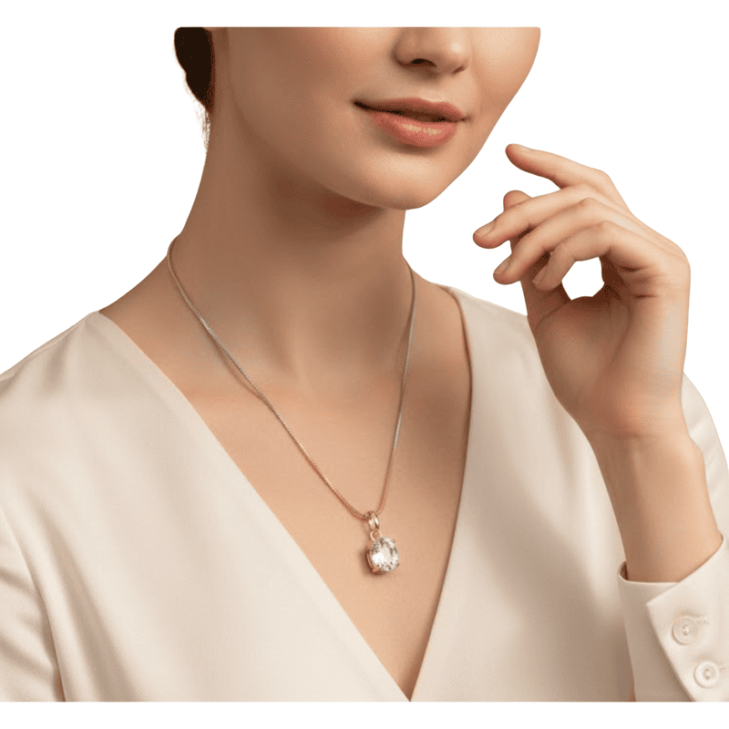 Florium™ : Minimalist Solitaire Pendant with Fine Link Chain  [PNSS-10]