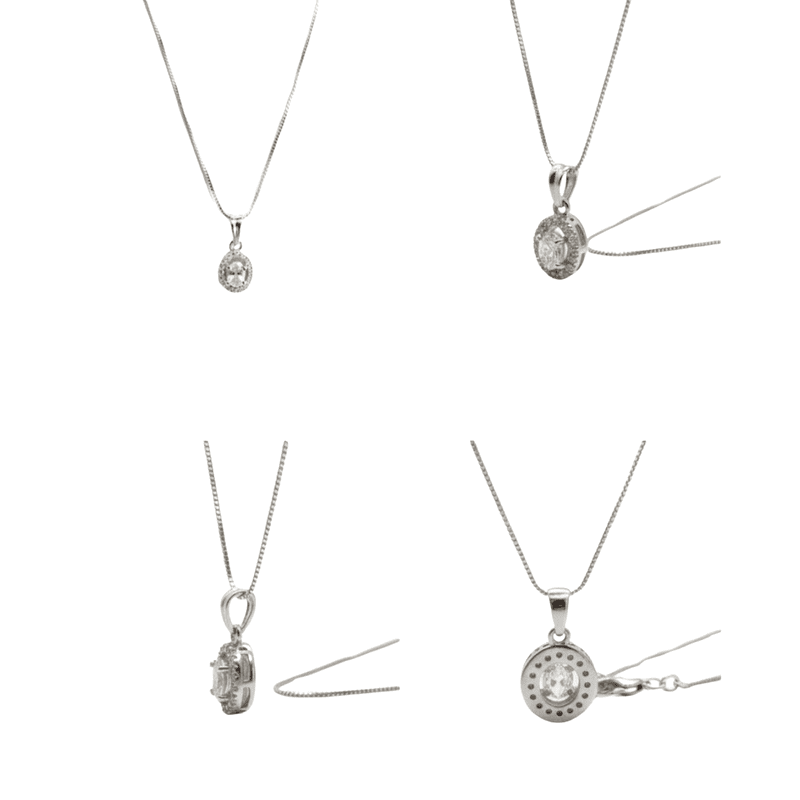 Florium™ : Minimalist Solitaire Pendant with Fine Link Chain  [PNSS-13]