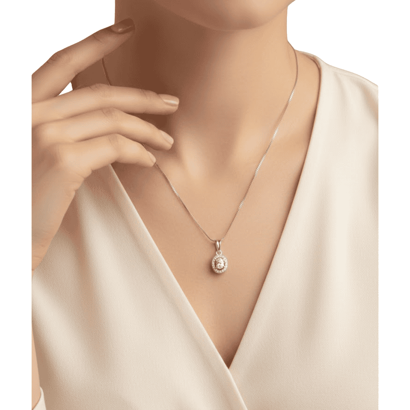 Florium™ : Minimalist Solitaire Pendant with Fine Link Chain  [PNSS-13]