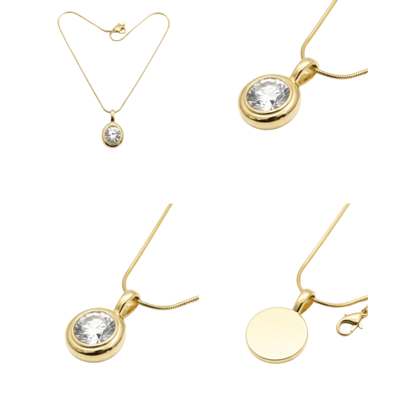 Florium™ : Minimalist Solitaire Pendant with Fine Link Chain  [PNSS-03]
