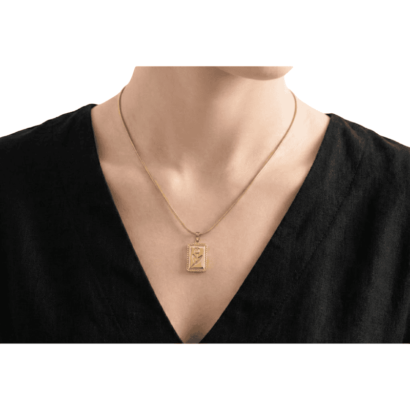 Florium™ : Minimalist Solitaire Pendant with Fine Link Chain  [PNSS-05]