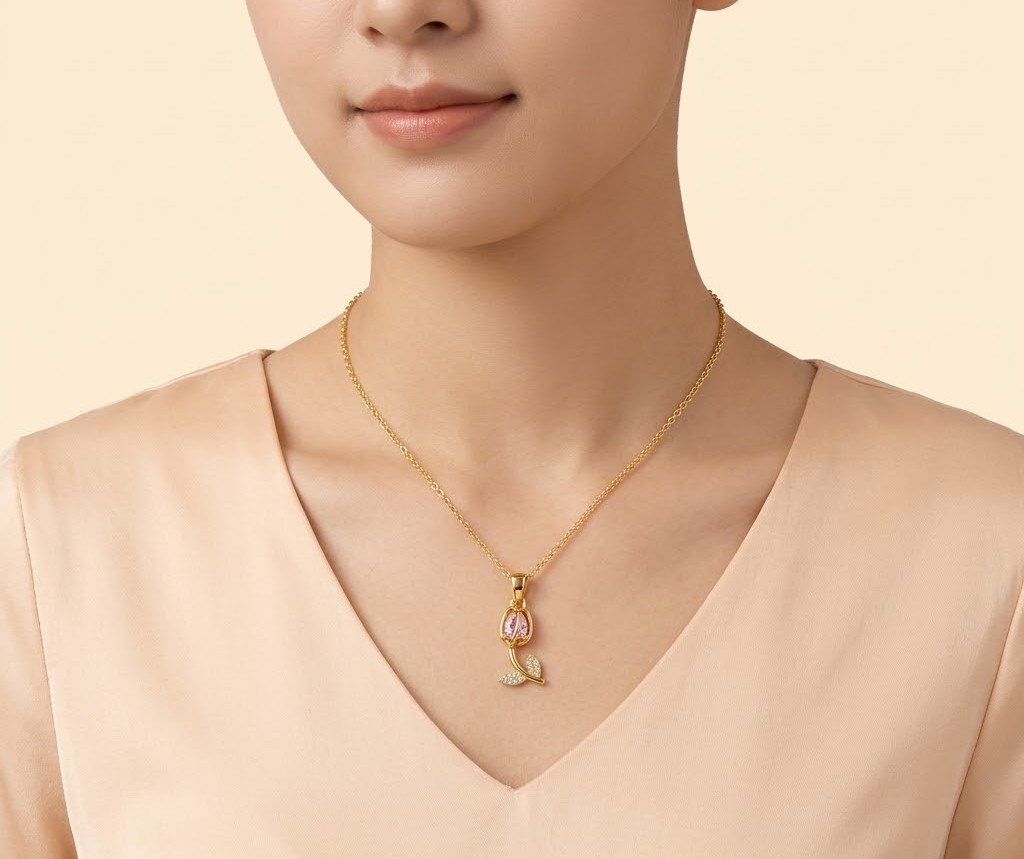 Florium™ Solitaire Pendant Necklace [PNSS-56B]