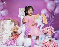 Fabric Baby Backdrop - Carousel Of Life - 5x7 Feet
