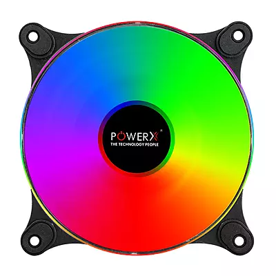 POWERX 120MM 9-Blade ARGB Gaming PC Cooling Fan with Dual-Sided RGB Ring – Black POWERX 120MM 9-Blade ARGB Gaming PC Cooling Fan with Dual-Sided RGB Ring – Black