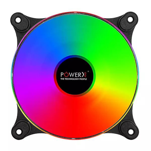 POWERX 120MM 9-Blade ARGB Gaming PC Cooling Fan with Dual-Sided RGB Ring – Black POWERX 120MM 9-Blade ARGB Gaming PC Cooling Fan with Dual-Sided RGB Ring – Black