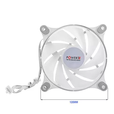 POWERX 120MM 9-Blade ARGB Gaming PC Cooling Fan with Dual-Sided RGB Ring – White