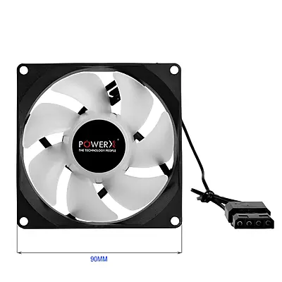 POWERX 90MM 7-Blade RGB Cooling Fan – Black