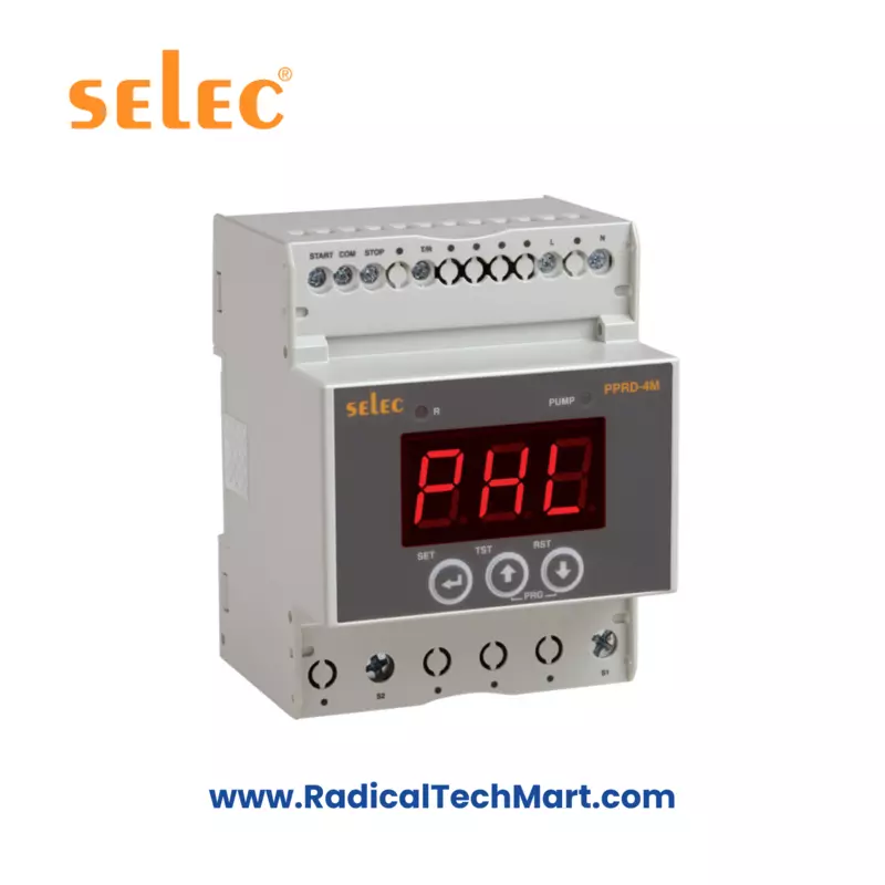 Selec PPRD-4M-1-230V 1Ø Digital Pump Protection Relay Front View