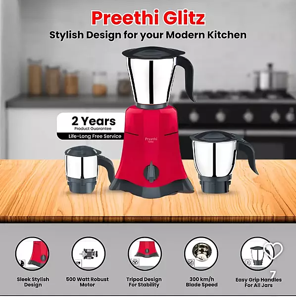 PREETHI MIXIE GLITZ 500W 3JAR