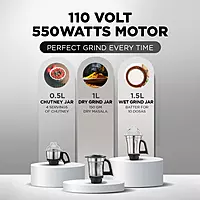 PREETHI MIXIE STEELE 110VOLTS  3JAR 550W