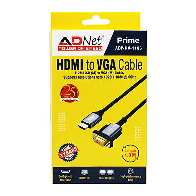 Prime HDMI To Full HD VGA Cable, Length-1.8M