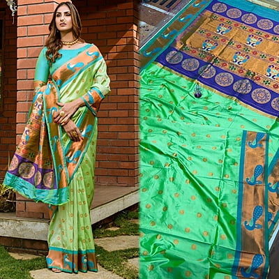 Paithani Silk Saree-Green
