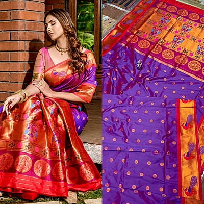 Paithani Silk Saree-Purple