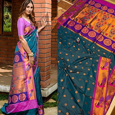 Paithani Silk Saree-Rama