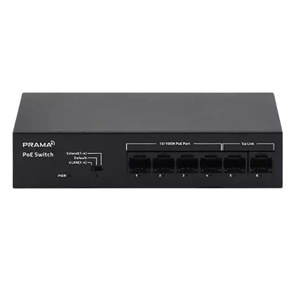 PRAMA POE SWITCH 4 PORT 10/100+2 UPLINK ETHERNET 10/100 PT-SW1U06P-E